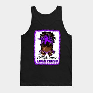 Messy Bun Afro Hair Alzheimer's Awareness Black Women Girls Tank Top